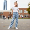 thumbnail image 1 of Tween Girls Wide Leg Pants Linen Trousers with Pockets Blue Breathable Sweatpants Kids Boys Summer Pants 10-11 Years, 1 of 6