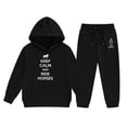 thumbnail image 1 of Tween Girls Winter Outfits 2 Piece Hoodie Jogger Set Casual Letter Print Pullover With Pants Outfit Clothes Black Size 10-11T, 1 of 4