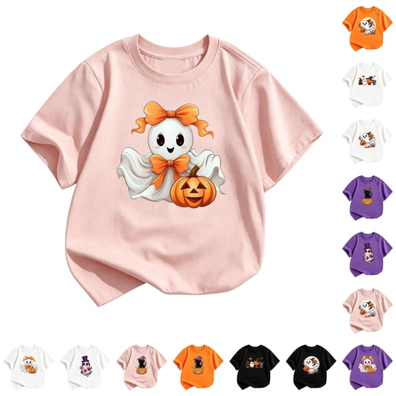 Tween Halloween Shirts Crewneck Short Sleeve Graphic Tshirts Boys Girls Halloween Outfits 13-14 Years