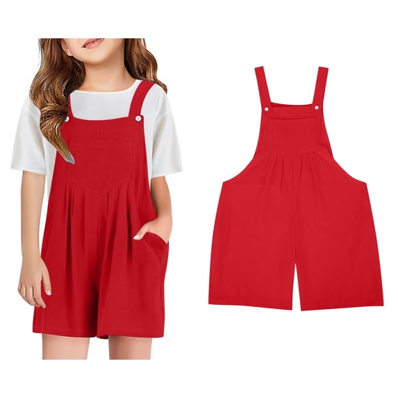 Tween Jumpsuit Sleeveless Wide Leg Overalls Pants with Pockets Summer Clothes 10-12 Years