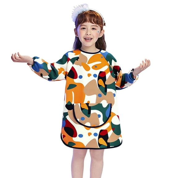 Tween Kids Art Apron Long Sleeve Painting Smock Boys Shirts Artist Activity Protective Coverall With Closure