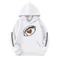 thumbnail image 1 of Tween Kids Hooded Sweatshirt Girls Pullover Football Print Casual Warm Lined Hoodie Clothes White Size 11-12T, 1 of 4
