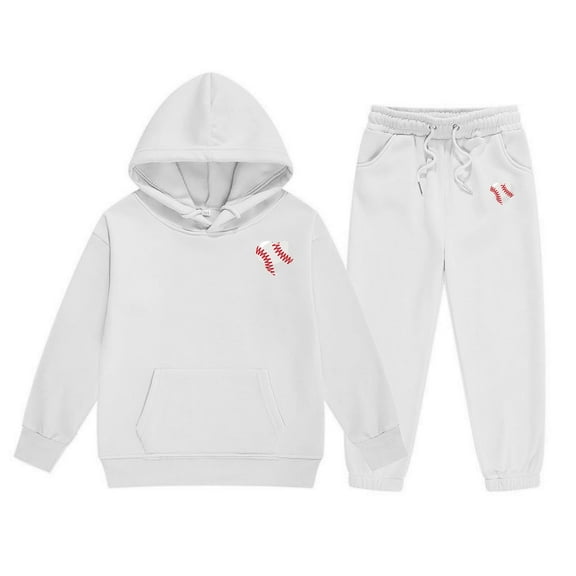 Tween Kids Sweatsuit Set for Girls 2PC Long Sleeve White Sweatshirt and Active Jogger Pants Fall Winter Clothes Teen Girls Trendy Clothes 12-13 Years