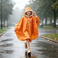 thumbnail image 1 of Tween Kids Waterproof Rain Poncho Lightweight Reusable Raincoat with Drawstring Hood Portable Emergency Rainwear for Boys Girls Outdoor Hiking Camping Travel, Size 10-13, 1 of 4