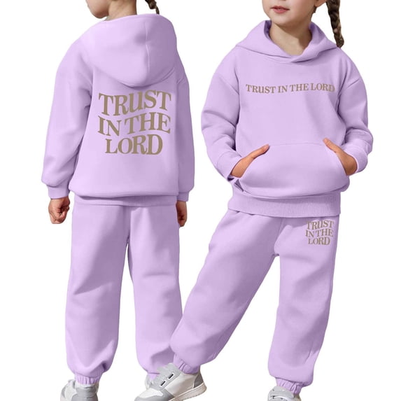 Tween Outfits for Girls Sets Boys Long Sleeve Solid Warm Hoodie Pullover Tops Pants Kids Sweat Suit Fall Girls Clothes Purple Size 12-13T