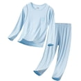 thumbnail image 1 of Tween Outfits for Girls Sets Soft Pajama Long Sleeve Sleepwear Kids Cozy Homewear Fall Girls Clothes Light Blue Size 12-13T, 1 of 3