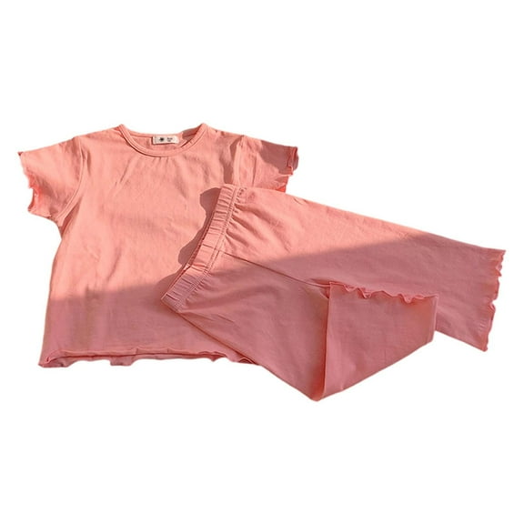 Tween Pajamas Set Crewneck Short Sleeve Top Pants Set Spring Fall Pajamas Tween Pjs for Girls Size 10-11 Years