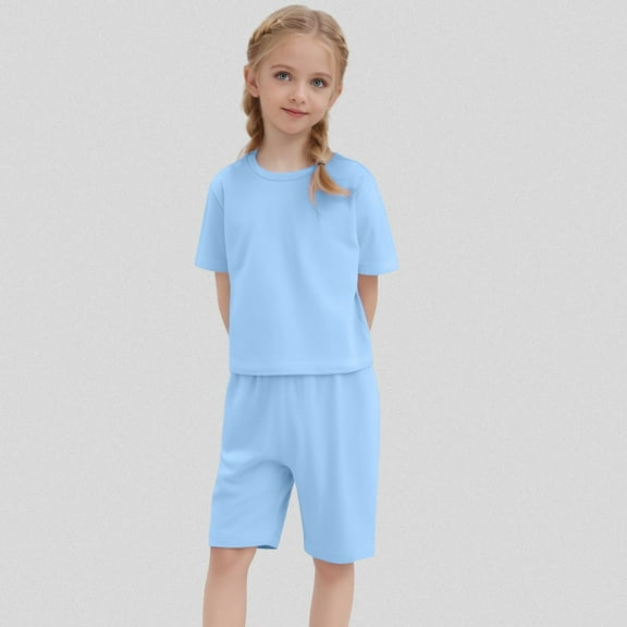 Tween Pajamas Set Crewneck Soft Comfort Short Sleeve Top Shorts Set Summer Girls Outfit Tween Pajamas Girls 12-13 Years
