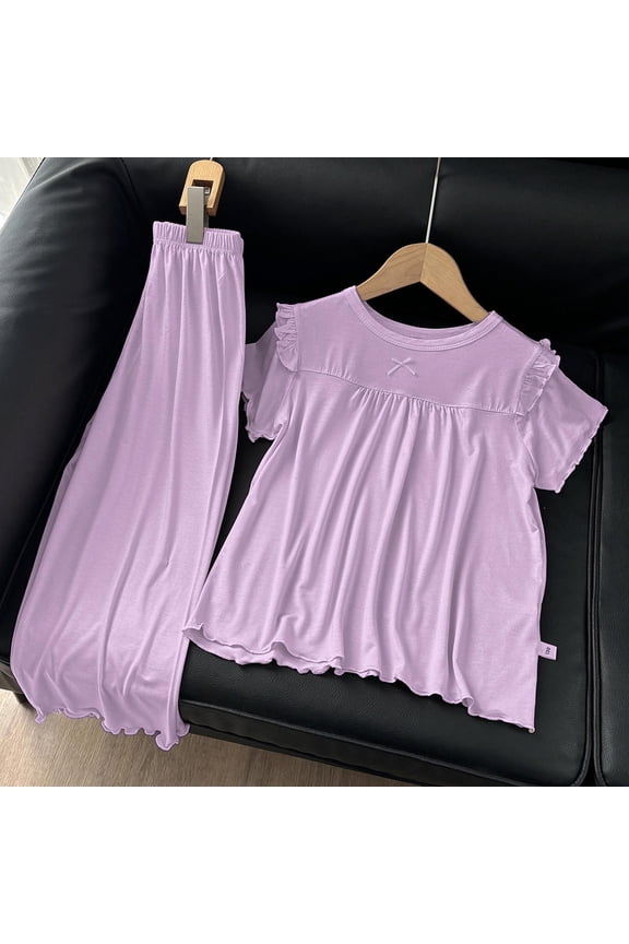 Tween Pajamas Set Short Sleeve Pullover Crewneck Soft Shirts Pants Set Fall Pajamas Set Tween Cute Pjs for Girls 11-12 Years