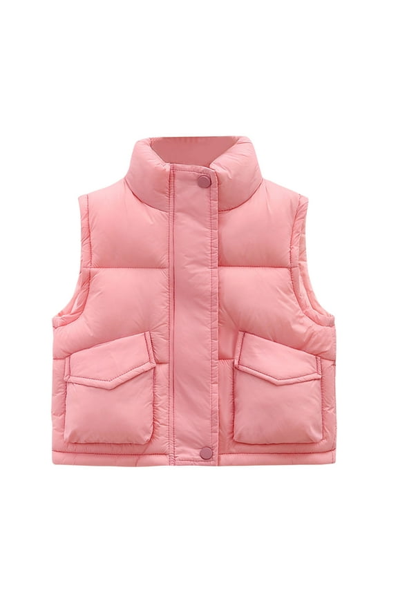 Tween Puffer Vest Kids 10-12 Boys Girls Winter Clothes Sleeveless Zip Up Quilted Down Jacket Collar Pocket Warm Outerwear, Pink, 13 Years