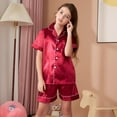 thumbnail image 1 of Tween Satin Pajamas For Boy Solid Color Kids Button Down Pajamas Set Girls' Fashion Pajamas Set Girls Clothes 11-12 Years Cute&nbsp;Girl&nbsp;Clothing, 1 of 8