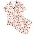 thumbnail image 1 of Tween Satin Pajamas Kids Girls Boys Fruit Print 2 Piece Short Sleeve Button Down Nightwear with Shorts Set Girls Summer Pjs Girl Clothes Size 10-11 Years, 1 of 4