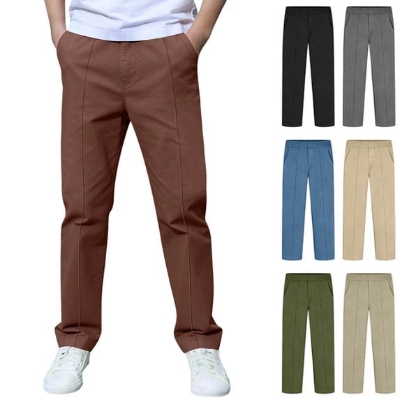 Tween School Uniform Adjustable Waist Dress Pants with Pockets Relaxed Fit Boy Pants 12-13 Years
