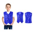 thumbnail image 1 of Tween Shiny Sequins Vests Sleeveless V Neck Button Waistcoat Jacket for Belly Hop Jazz Dance Party Stage Performance 10-12 Years, 1 of 6