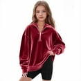 thumbnail image 1 of Tween Sweatshirts for Boys Long Sleeve Velvet Sweatshirt Girls V Neck Cute Pullover Relaxed Fit Tops Fall Clothes Tween Clothes Boys Size 10-11 Years, 1 of 4