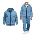 thumbnail image 1 of Tween Sweatsuit Set for Boys 2 Piece Long Sleeve Zip Up Hooded Sweatsuits Pullover Sweatpants Joggers Set Fall Winter Clothes Size 12-13 Years Boys Clothes, 1 of 5