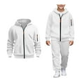 thumbnail image 1 of Tween Sweatsuit Set for Boys 2 Piece Long Sleeve Zip Up Pullover Hoodie Sweatpants Fall Winter Clothes Boys Jogger Set 10-11 Years, 1 of 6
