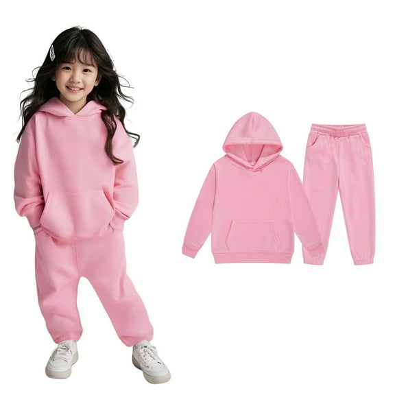 Tween Sweatsuit Set for Girls,2 Piece Long Sleeve Pink Hoodie Sweatshirt and Sweatpants Fall Clothes Tracksuit Jogging Outfits Set 12-13 Years