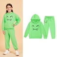 thumbnail image 1 of Tween Sweatsuit Set for Girls,2PC Long Sleeve Green Basic Hoodie Jogger Set Warm Fall Winter Clothes Boy Clothes 12-13 Years, 1 of 6