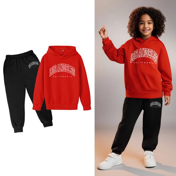 Tween Sweatsuit Set for Girls,2PC Long Sleeve Letter Pattern Pullover Hoodie Sweatpants Set Fall Winter Clothes Hoodie Set 12-13 Years