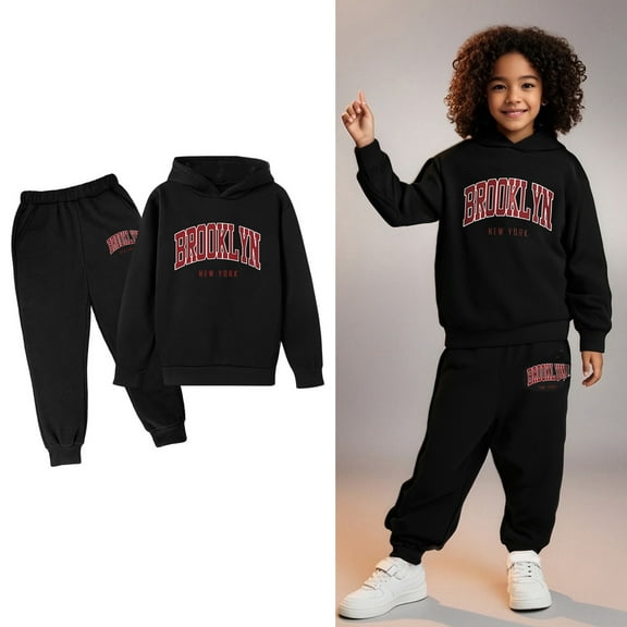 Tween Sweatsuit Set for Girls,2PC Long Sleeve Letter Pattern Tracksuit Hoodie Jogger Set Fall Winter Clothes Boy Clothes 11-12 Years