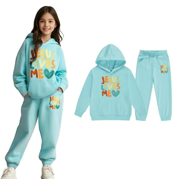 Tween Sweatsuit Set for Girls,2PC Long Sleeve Light Blue Basic Hoodie Leggings Pants Fall Winter Clothes Clothes for 10-11 Years Old Girls