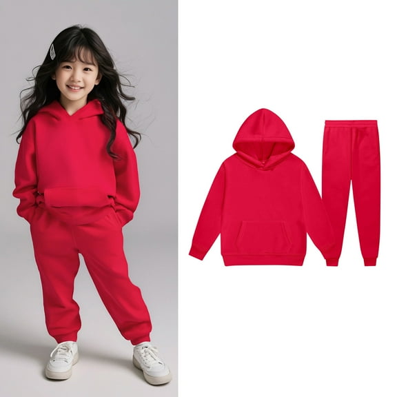 Tween Sweatsuit Set for Girls,2PC Long Sleeve Red Hooded Sweatsuits Pullover Leggings Pants Warm Fall Winter Clothes Size 10-11 Years Girls Clothes