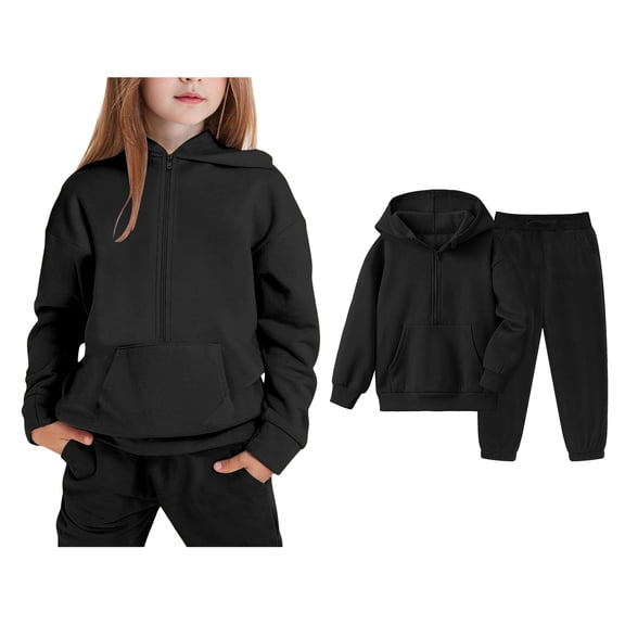 Tween Sweatsuit Set for Girls 2PC Long Sleeve Zip Up Soft Hoodie Sweatpants Joggers Set Warm Fall Winter Clothes Girl Clothes 11-12 Years