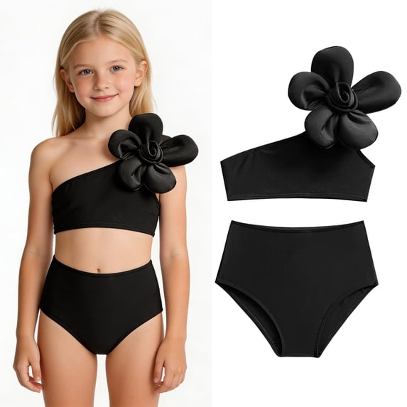 Tween Swimsuit Girl Quick Dry 2 Piece Swim Suits with Chest Pad Cute Bathing Suits for Tweens 10-12 Years