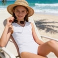 thumbnail image 1 of Tween Swimsuit White Girls 1 Piece Swimsuits Sleeveless Quick Dry Pool Parties Summer Beach Girls' Swimwear 11-12 Years, 1 of 4