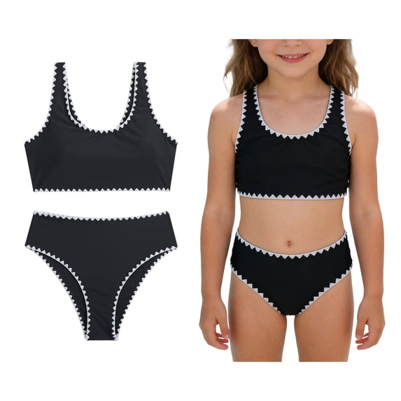 Tween Swimsuits 2 Piece Quick Dry Girls Bikini with Chest Pad Girls Size 11-12 Years Swimsuit