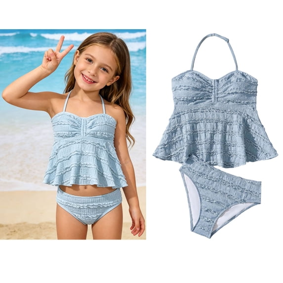 Tween Swimsuits for Girls Adjustable Straps Two Piece Girls Swim Suit with Chest Pad Tween Swimsuits for Girls 11-12 Years
