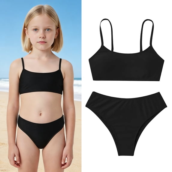 Tween Swimsuits for Girls Adjustable Straps Two Piece Swimwear Sets with Chest Pad Cute Swimsuits for Tween Girls 12 Years