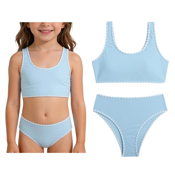 Tween Swimsuits for Girls Quick Dry Two Piece Swimwear Sets with Chest Pad Bathing Suit for Tween Girls 11-12 Years