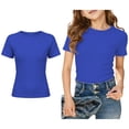 thumbnail image 1 of Tween T Shirts for Girls Short Sleeve Crew Neck Girls Ribbed T Shirt Oversized Shirts for Tween 13-14 Years, 1 of 5