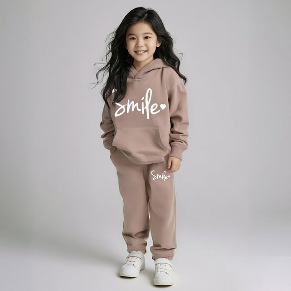 Tween Tracksuit Athletic Sweatsuits Sets 2 Piece Long Sleeve Khaki Pullover Hoodie and Sweatpants Fall Clothes Teen Girls Clothes12-13 Years