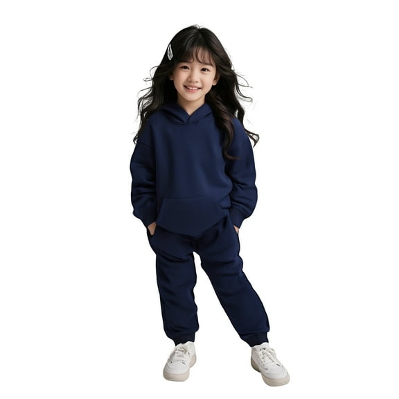 Tween Tracksuit Athletic Sweatsuits Sets 2 Piece Long Sleeve Navy Hoodie Sweatpants Warm Fall Winter Clothes Hoodie Set10-11 Years