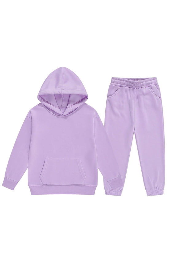 Tween Tracksuit Athletic Sweatsuits Sets 2 Piece Long Sleeve Purple Hooded Sweatshirt Jogger Set Fall Clothes 10-11 Years Boy Clothes