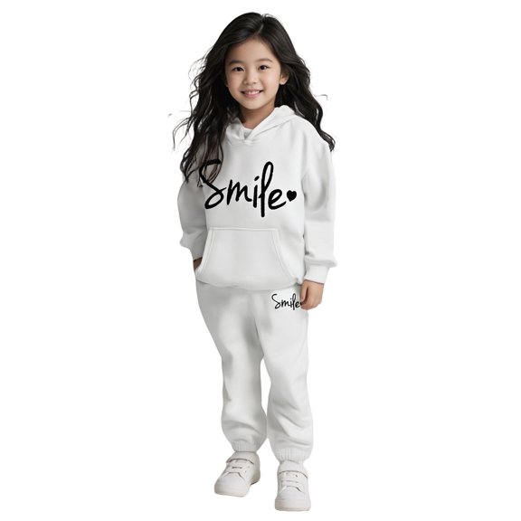 Tween Tracksuit Athletic Sweatsuits Sets 2 Piece Long Sleeve White Hoodie Leggings Pants Winter Clothes Preppy Clothes for Girls 10-11 Years