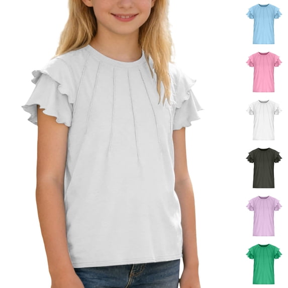 Tween Tshirt Short Sleeve Crew Neck Tees Tops Slim Fit School Clothes for Girls 10-11 Years