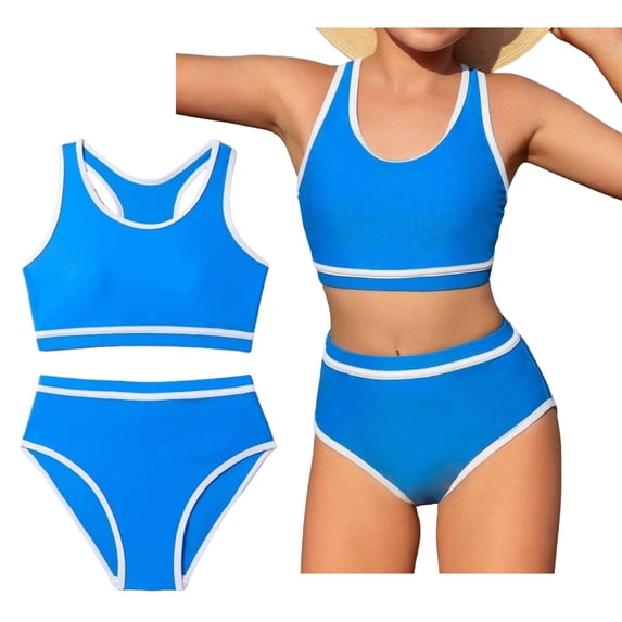 Tween Two Piece Swimsuit Girls Quick Dry Girls Bikinis with Chest Pad Swim Suits for Tweens 12-13 Years
