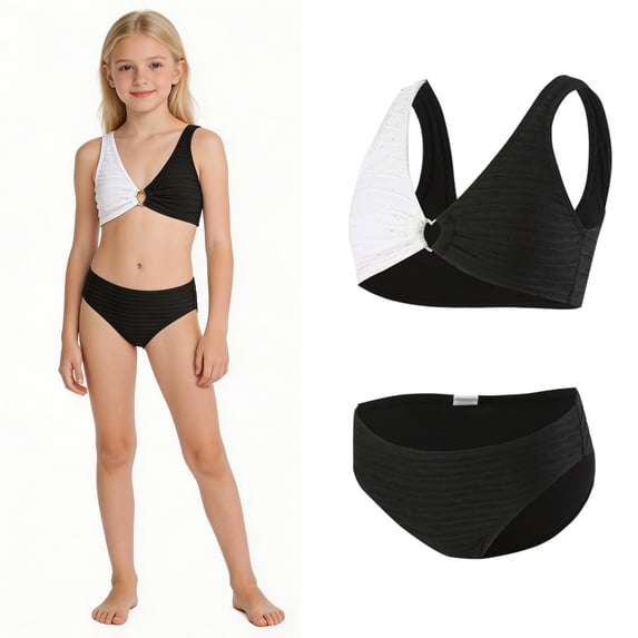 Tween Two Piece Swimsuits Quick Dry Bathing Suits with Chest Pad Swimsuit for Tween Girls 11-12 Years