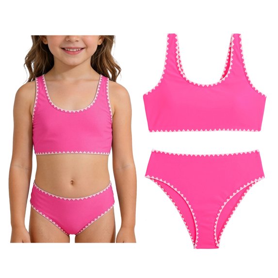 Tween Two Piece Swimsuits Quick Dry Girls Swim Suit with Chest Pad Girls Swimsuit Size 10-11 Years