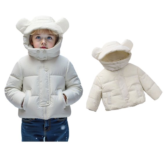 Tween Winter Coat,Baby Girls Puffer Coat Cute Bear Ear Hooded Jacket Lightweight Puffer Jacket for Baby Girls Boys Winter Jacket Baby Boy Clothes