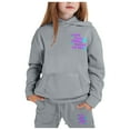 thumbnail image 1 of Tween Winter Girls Outfits Set Tracksuit With Print Hoodie Joggers Warm Kids, 1 of 4