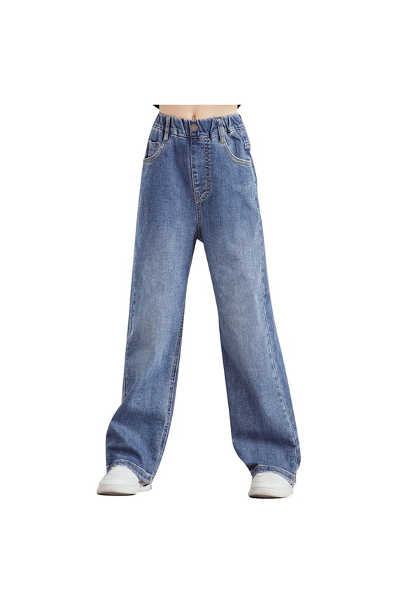 Tweens Clothes Girls Baggy Jeans Girl's Denim Pants High Waisted Straight Leg Jeans with Pockets
