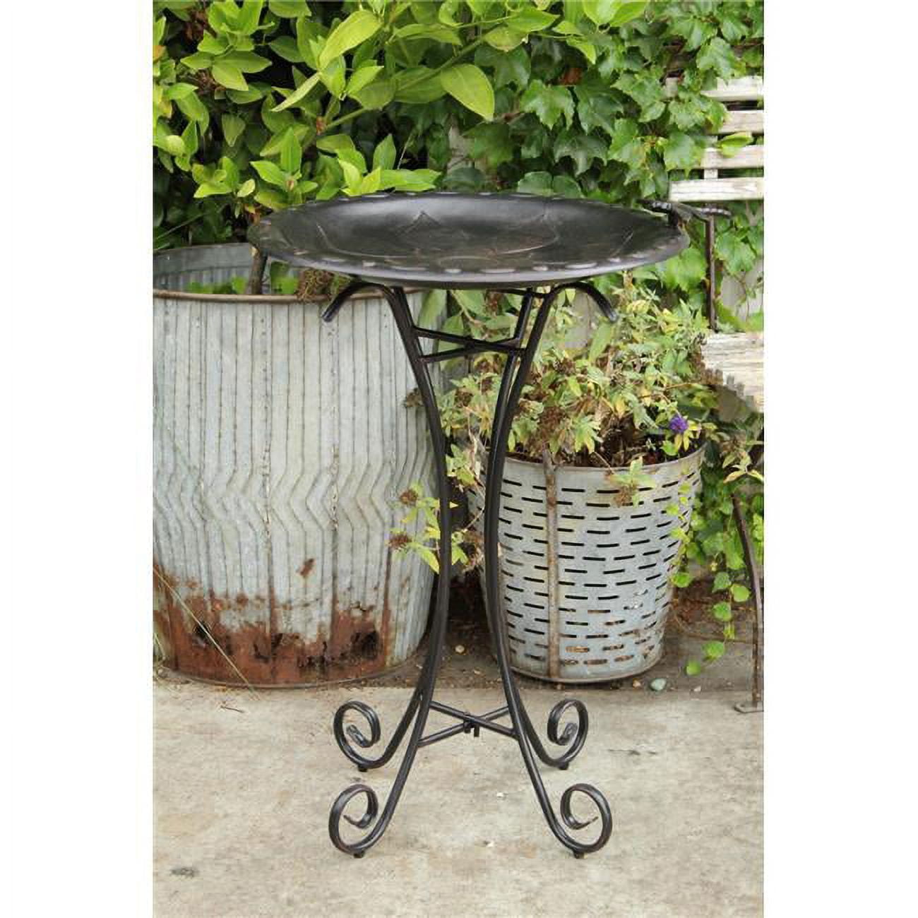 Tweet & Bathe S885-27 Vintage Floral Birdbath, Antique Copper Black