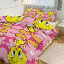 Tweety Bird Cartoon Sheet Set 3 Piece Bedding Set Cute Christmas Bedroom Decor 102"x90"