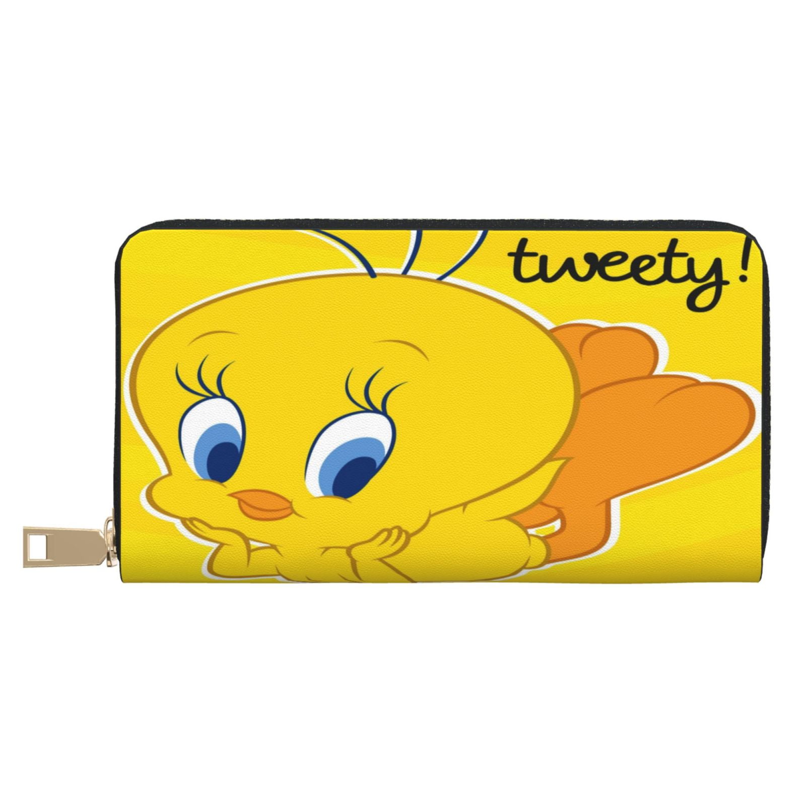 Tweety Bird Long Leather Wallet Rfid Blocking Long Clutch Zip Around Travel Leather Purse Large Capacity Credit Card Holde