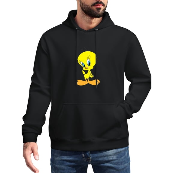 Tweety Bird Men's Stick Hooded Sweatshirt,Unisex Novelty Sweatshirts Cool Printed Pullover Hoody Hoodie with Pocket